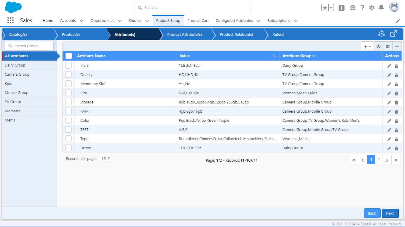 screenshot of Dextara CPQ